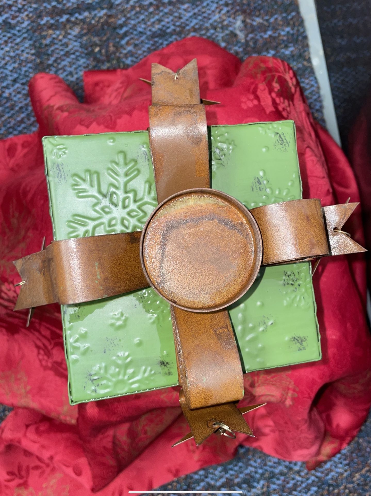 2 Candle Holders And A Glazed Paper Santa