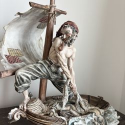 Capodimonte Porcelain Figurine by Tiziano Galli – Pescatore con Barca