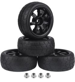PreGlued 12mm Hex Hubs Wheel Rims&2.56" Rubber Tires