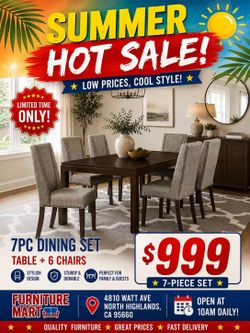 🔥Summer Hot Sale🔥Brand New 7pc Dining Set $999, Payment available, Delivery Available.