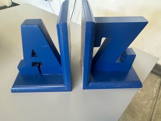 Blue A to Z Wooden Bookend Set