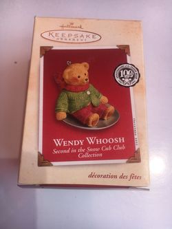 Hallmark Snow Cub Club, Wendy Whoosh Keepsake Christmas Ornament from 2002, Vintage Holiday Season Decoration