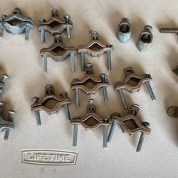 Electrical Ground Clamps On.