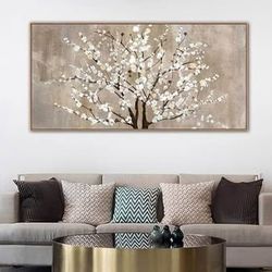 Framed Canvas Wall Art Plum Blossom Flowers Canvas Pictures Wall Decor New 60”x30”