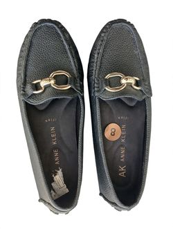 AK Anne Klein Black Leather Loafers Size 8