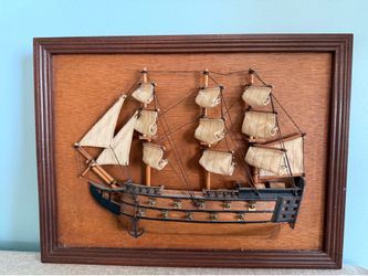 Unique tall ship framed wall decor