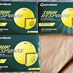 THREE BOXES of TaylorMade TourResponse Yellow Golf Balls