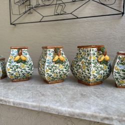 1 Vintage Teapot, 1 Pitcher, 3 Plant Holders