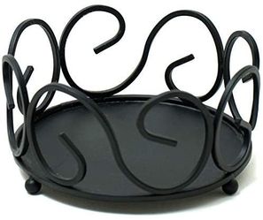 Black Iron Metal Coaster Holder For 4 to 8 Pcs of Round Coasters - 4.5" (11.5cm) In Size