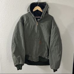 Vtg Carhartt J280 MOS Jacket Men's 2XL Olive Green Duck Canvas Quilt Lined Hooded