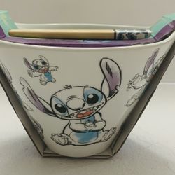 Disney Stitch Noodle Bowl With Chopsticks 
