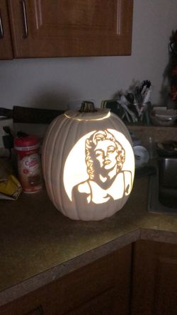 Halloween decor Marilyn Monroe carved pumpkin fiberglass