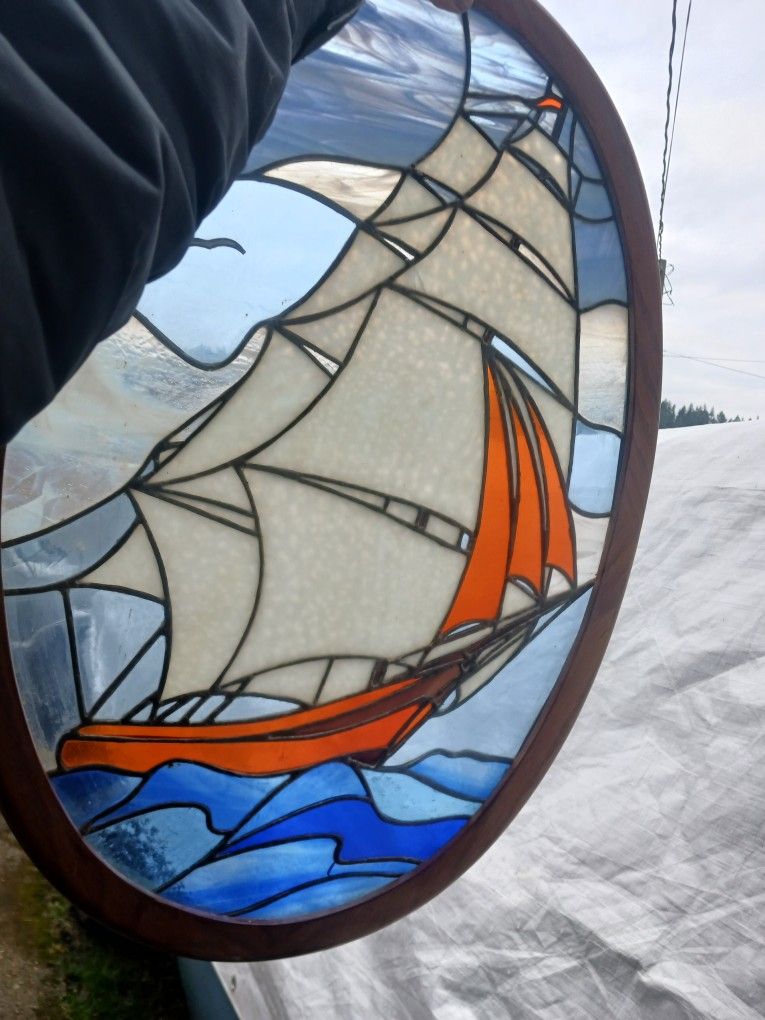 Vintage Stained Glass On Frame