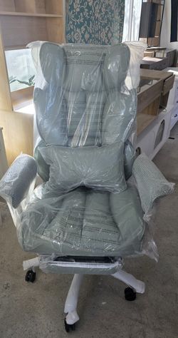 New Big Leather Executive Office Chair with Lumbar Support And Leg Rest