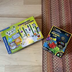 New National Geographic Grow Crystals Lamp And Kids Chemistry Station Set Lot 