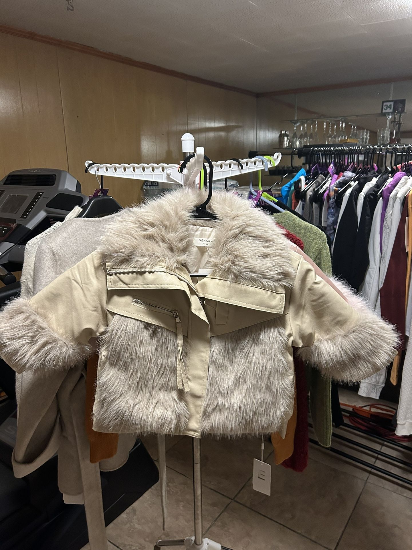 Girl’s leather fur parka  jacket NWT