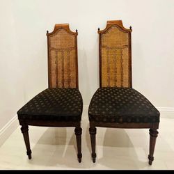 Gothic Victorian Antique Vintage Cane Wicker Rattan Edwardian Mid Century Chairs