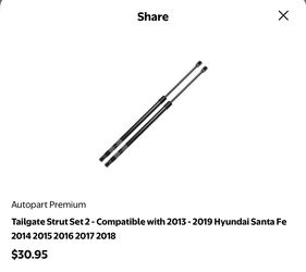 YMAUGP 2X Lift Supports Struts Shocks Dampers for Santa Fe