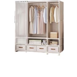 NIGOE Clothes Storage Rack, Space Saving, Waterproof, Dustproof, Dirt-proof, Large Capacity, With Lid, Non-woven Fabric, Easy Assembly, Door Curtain, 