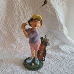 RETIRED- Doug Harris Russ Berrie Golf Figurine #100695 "Caution: Woman Driver" 