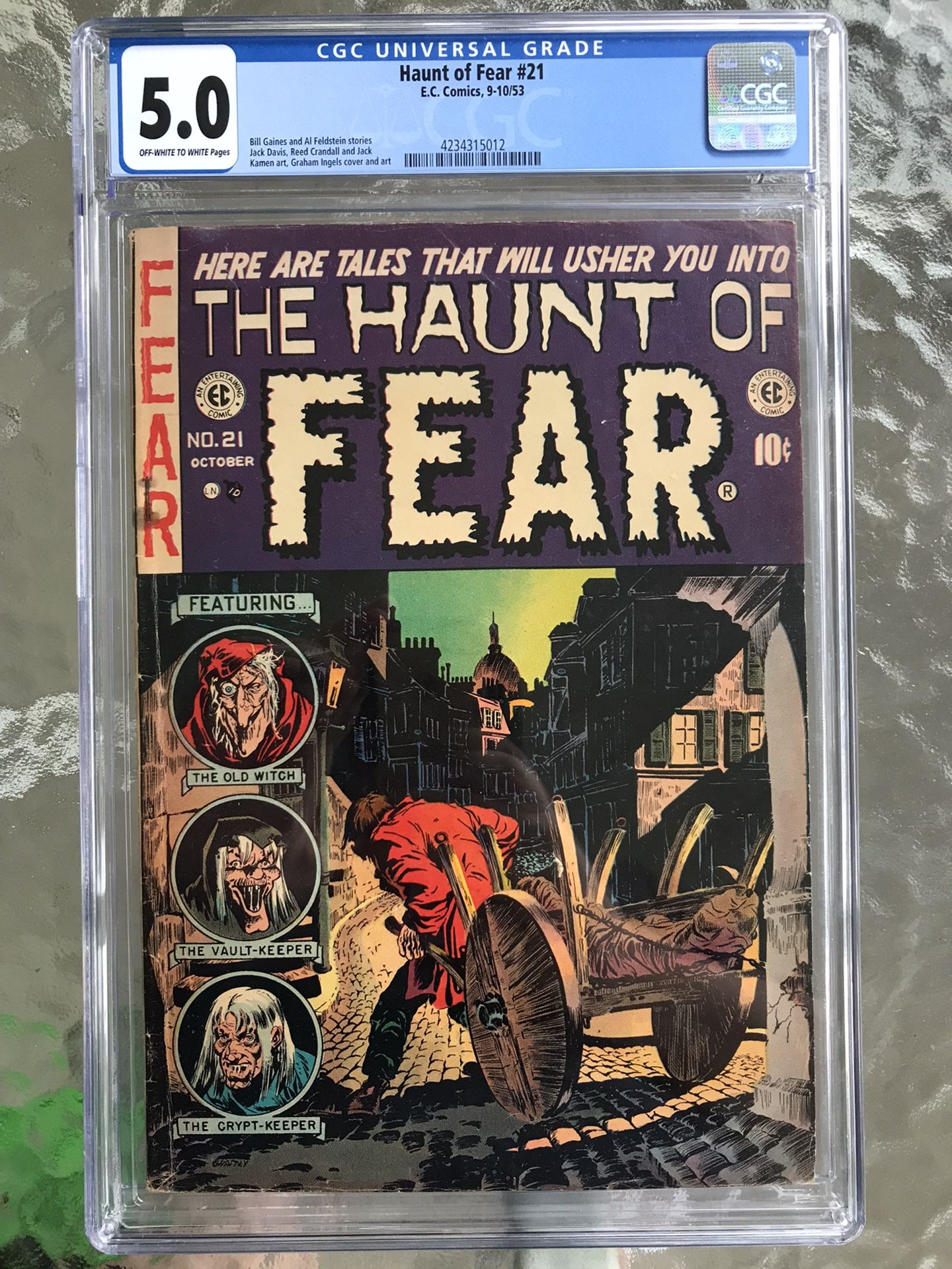 Haunt of Fear #21 (1953) CGC 5.0 - O/w to White Pages; Ingels Dead Body Cover