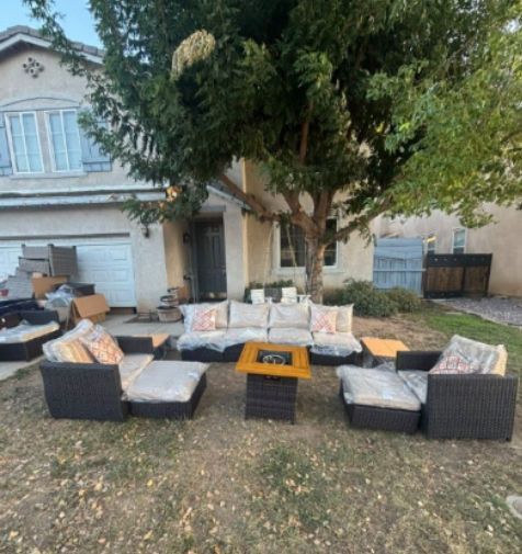 Sunbrella Cushions Sunbrella Fabric Patio Furniture Set High Quality Deep Seating Cushions Fire Pit Propane 🆕🚚🛺🆕