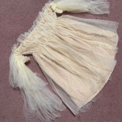 New medium white poof sleeve short princess fairy dress festival costume boho