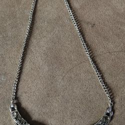 Silver Scalloped Marcasite Bib Necklace