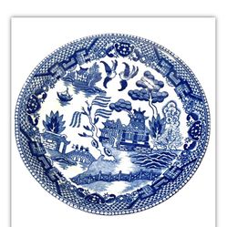 Antique Japanese Blue Willow Plate