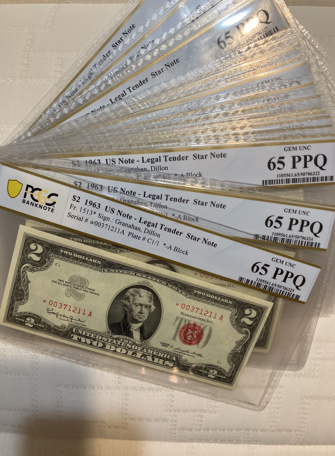 1963 A, $2 Red seal- Legal Tender Star Note, PPQ 65 sequential available