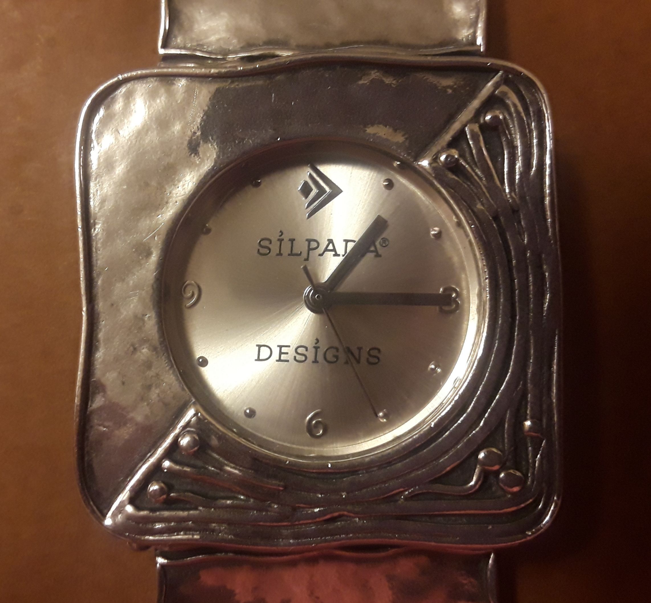 Designer SILPADA Hammered Sterling Silver Square Link Watch