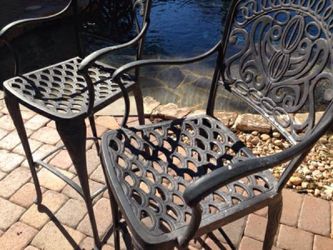 Set of Two Metal Outside Bar Stools