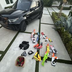 18 NERF GUNS + Bullets and Vest Mask And bag