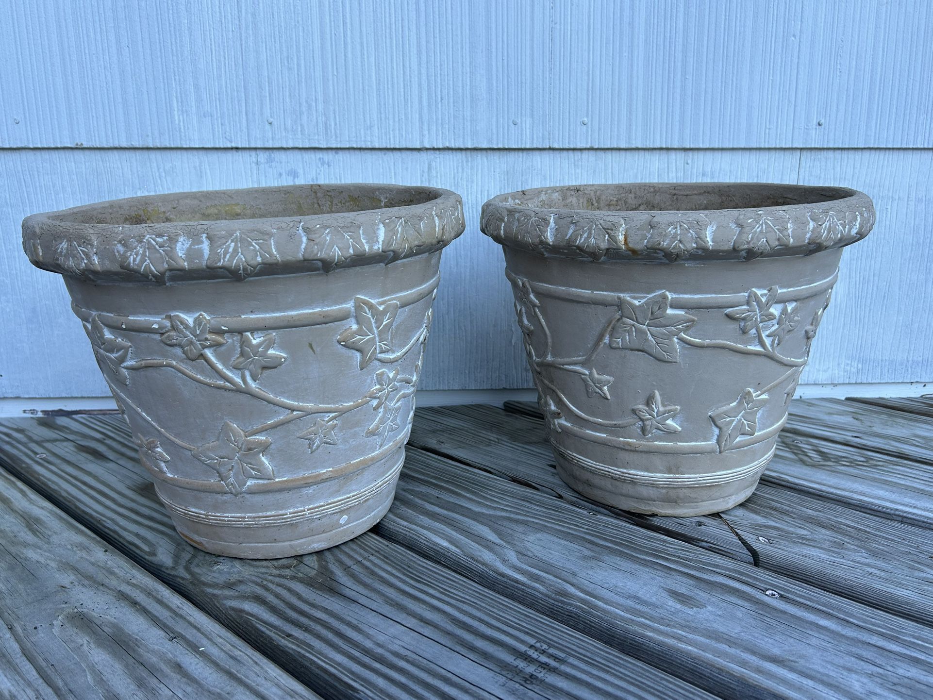 2 Foam 12 Inch Players Ivy Floral Outside Light Weight Summer Plants Leaf Tree Garden Vegetables Drainage Gray Tan