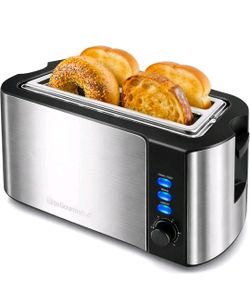 Elite Gourmet ECT-3100 4-Slice Long Slot Toaster Extra Wide Slots for Bagels New