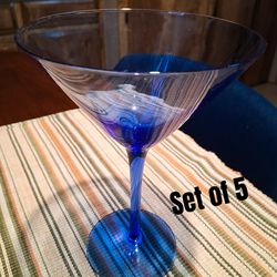VINTAGE MARTINI BLUE GLASSES (5)