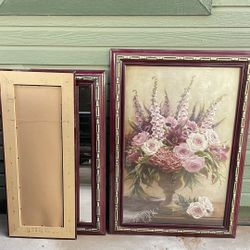 Burgundy Flower Painting With Mirrors