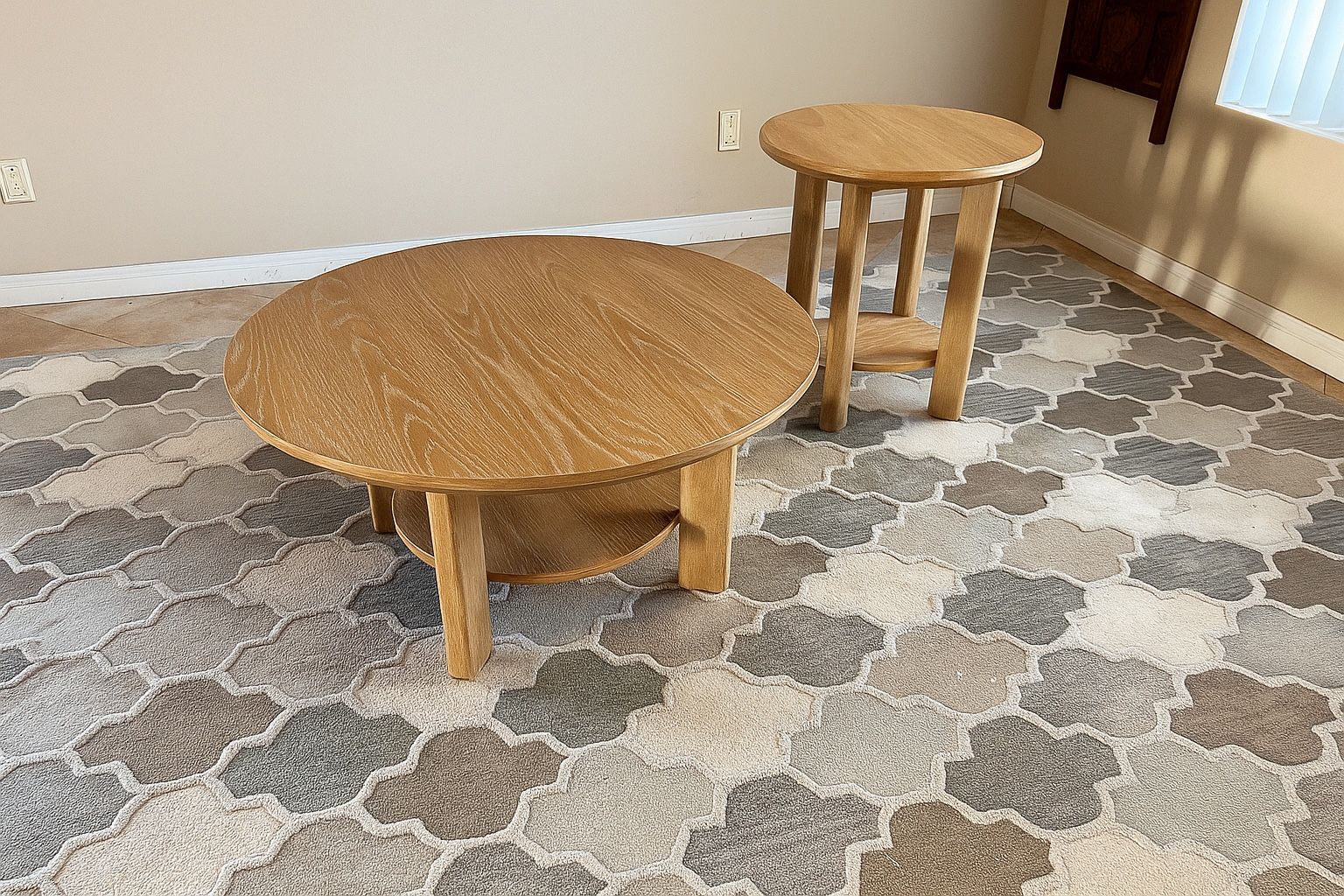 Brand New Washed Oak 2pc Coffee Table Set