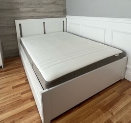 IKEA full white bed frame