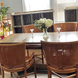 Farmhousew wood style dining table set - 6 chairs