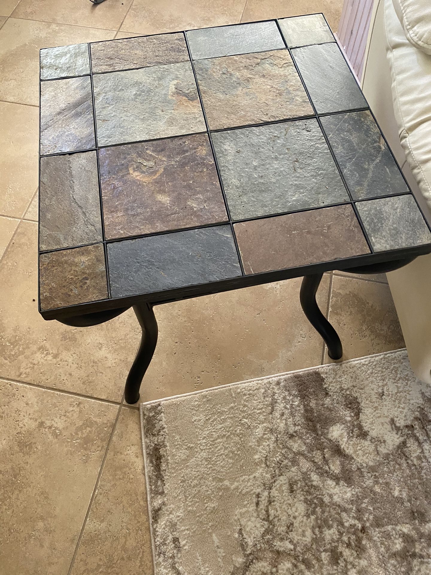 Slate Tile Patio Table With H Removable Tiles