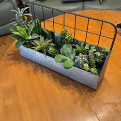 Metal Faux Succulent Planter