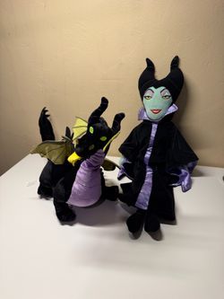 Maleficent Plush Doll & Dragon Disney Store Sleeping Beauty Villain