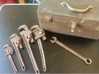 Vintage Kennedy Tool Box with Vintage Rigid wrenches