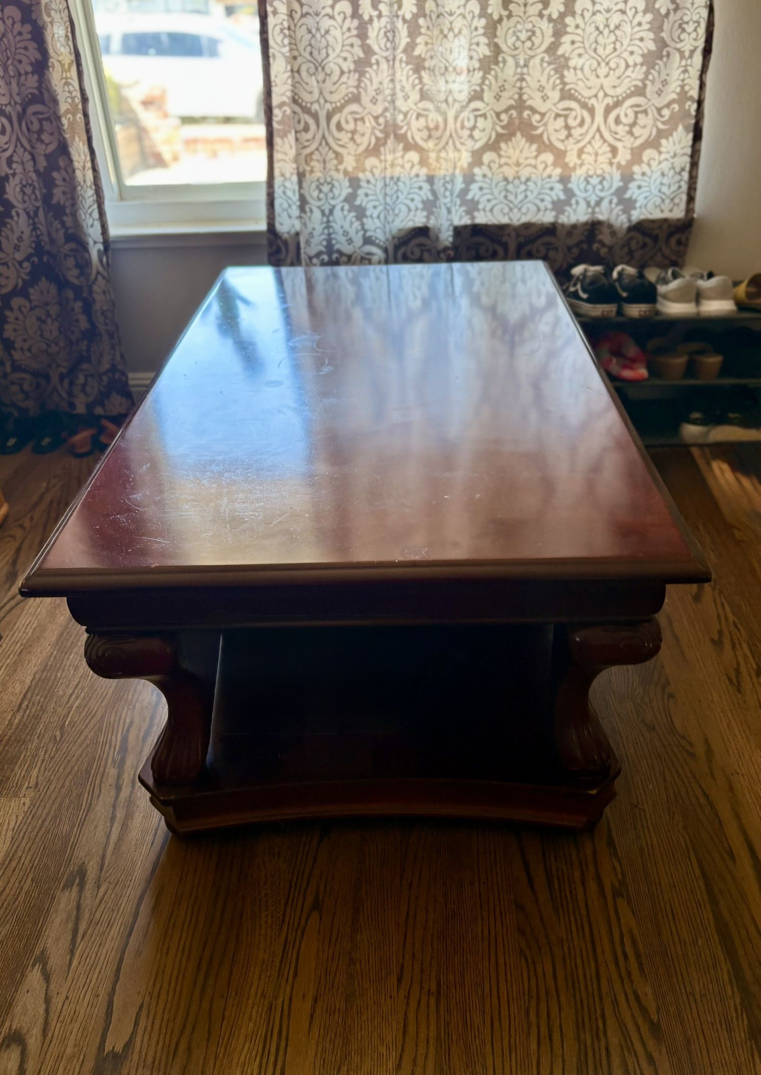 Brown wood coffee table