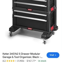 Keter 5 Drawer Rolling Tool Chests