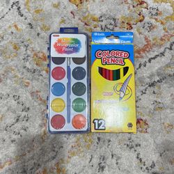 Water Paint And Color Pencils