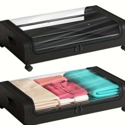 NEW!! 2pcs Under Bed Storage Organizer Metal Bins! 