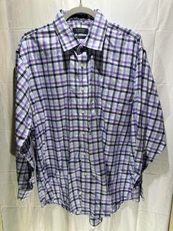 Nordstrom Men’s 33 Long Sleeve Button Front Shirt Purple Traditional Fit