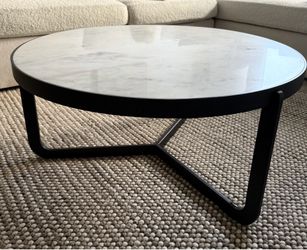 West Elm Mina White Marble 34" Round Coffee Table